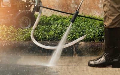 How do you power wash a concrete driveway?